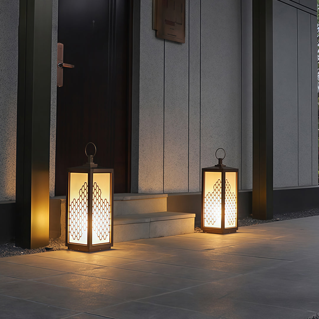 Lattice Lantern Bollard Light, Chestnut Stainless Path Light