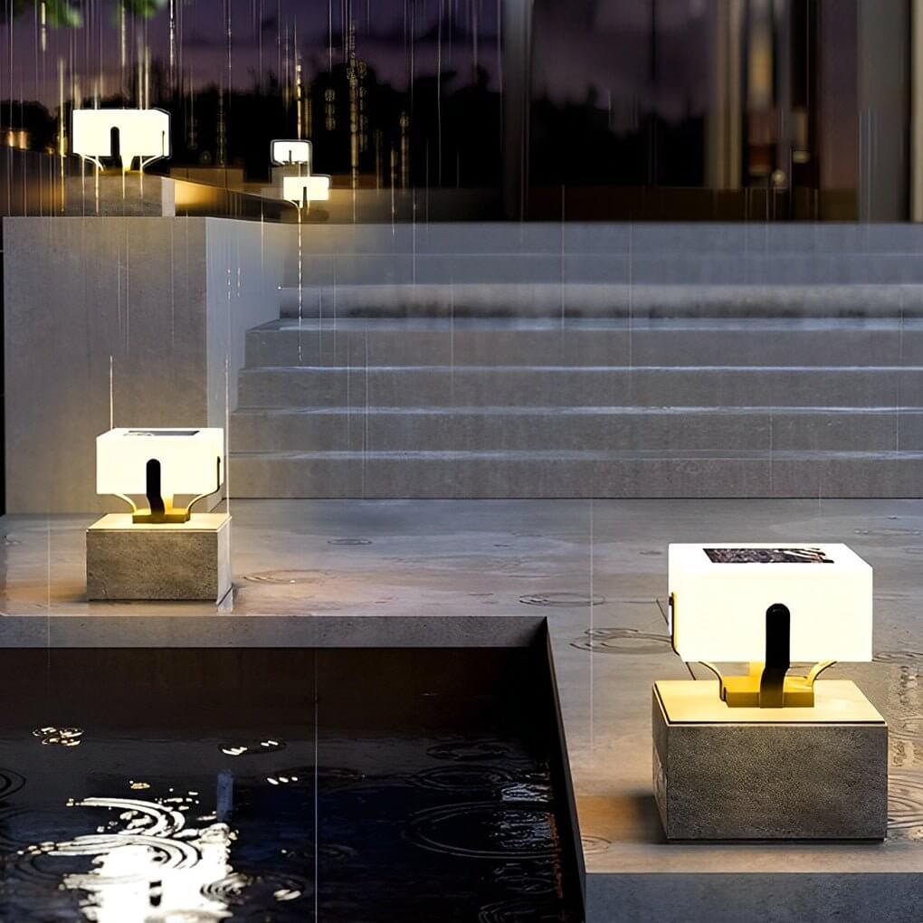 Square Glow Pillar Light, Black Stainless Steel Outdoor Light 8