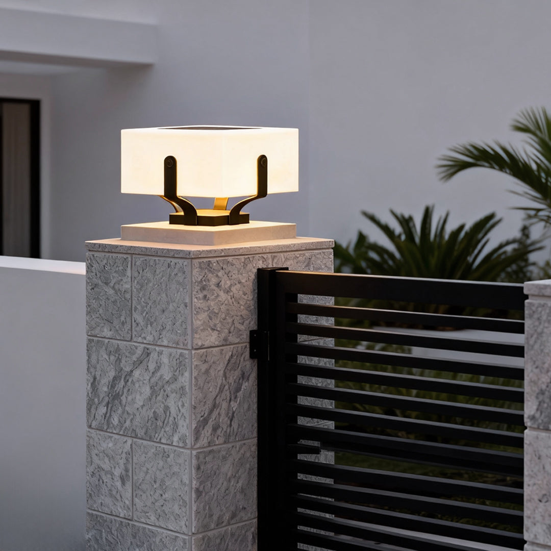 Square Glow Pillar Light, Black Stainless Steel Outdoor Light 2