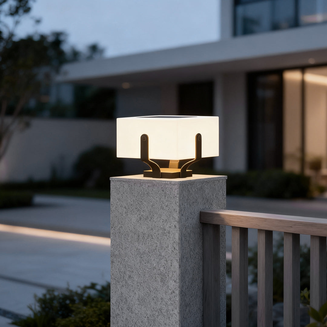 Square Glow Pillar Light, Black Stainless Steel Outdoor Light 3