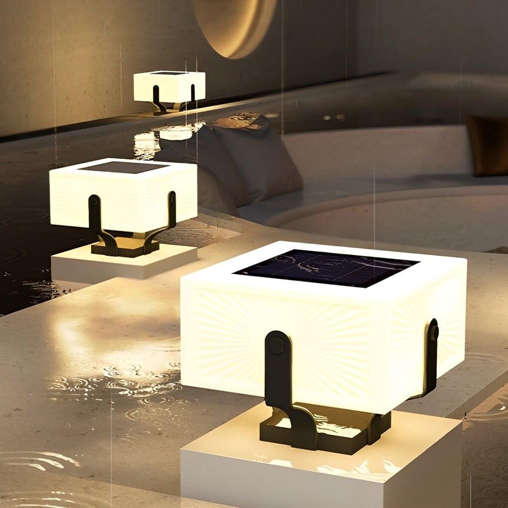 Square Glow Pillar Light, Black Stainless Steel Outdoor Light 4