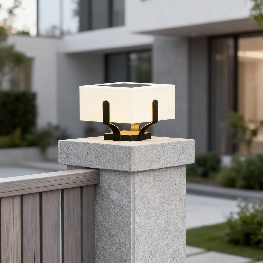 Square Glow Pillar Light, Black Stainless Steel Outdoor Light