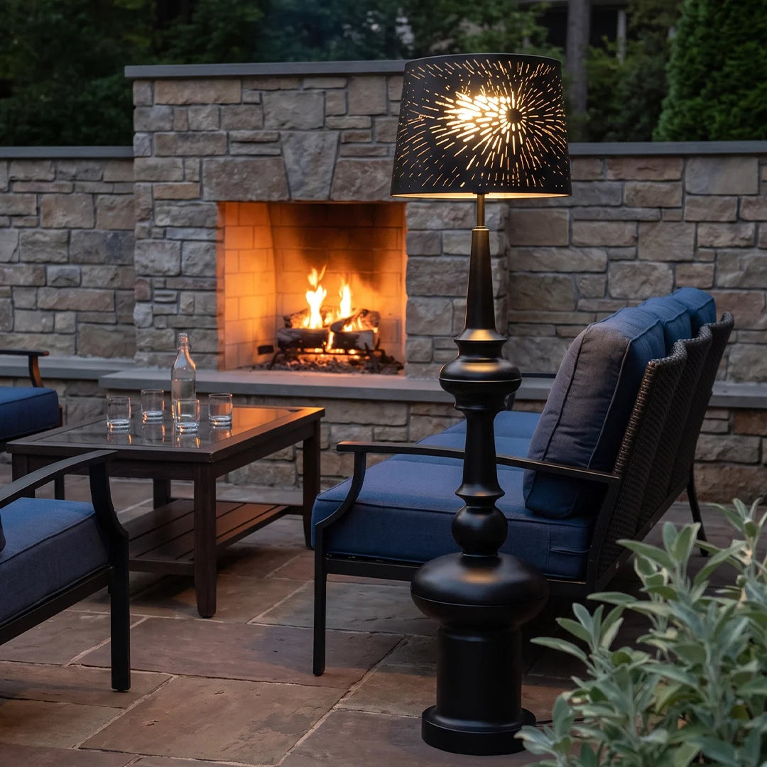Spindle Base Outdoor Floor Lamp, Black Solar Patio Standing Lamp