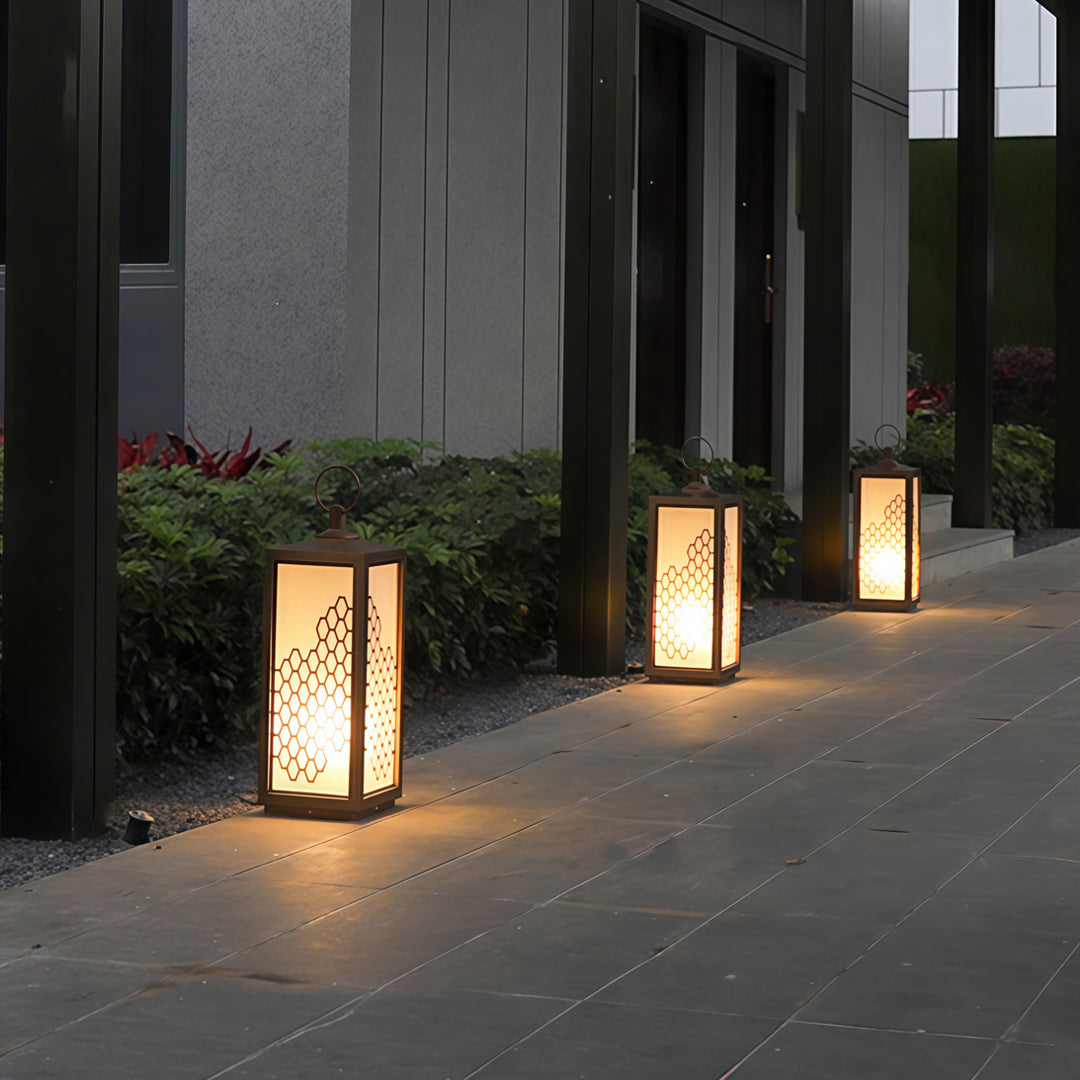 Lattice Lantern Bollard Light, Chestnut Stainless Path Light