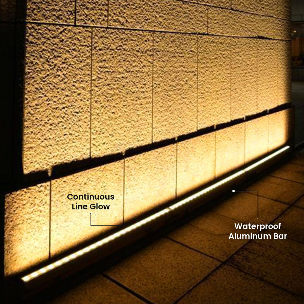 Wall Mount Strip Light: Waterproof Aluminum Bar, Continuous Line Glow