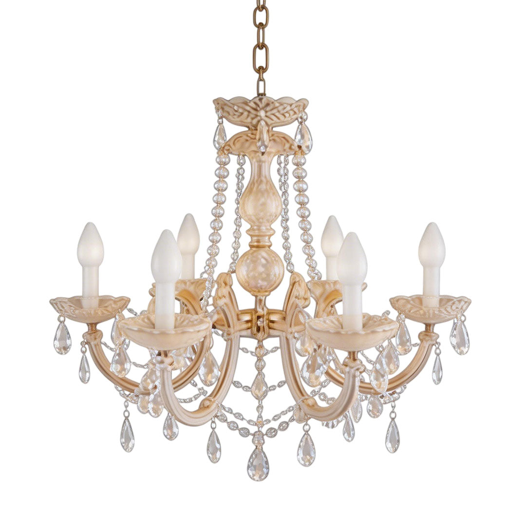 Candle Arm Outdoor Chandelier, Acrylic Crystal Hanging Light