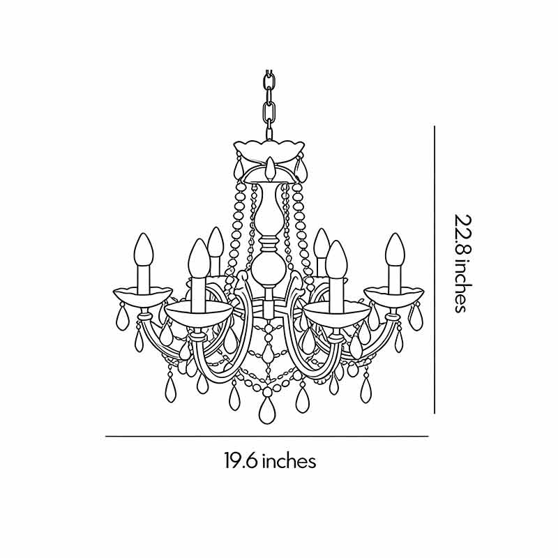 Candle Arm Outdoor Chandelier, Acrylic Crystal Hanging Light
