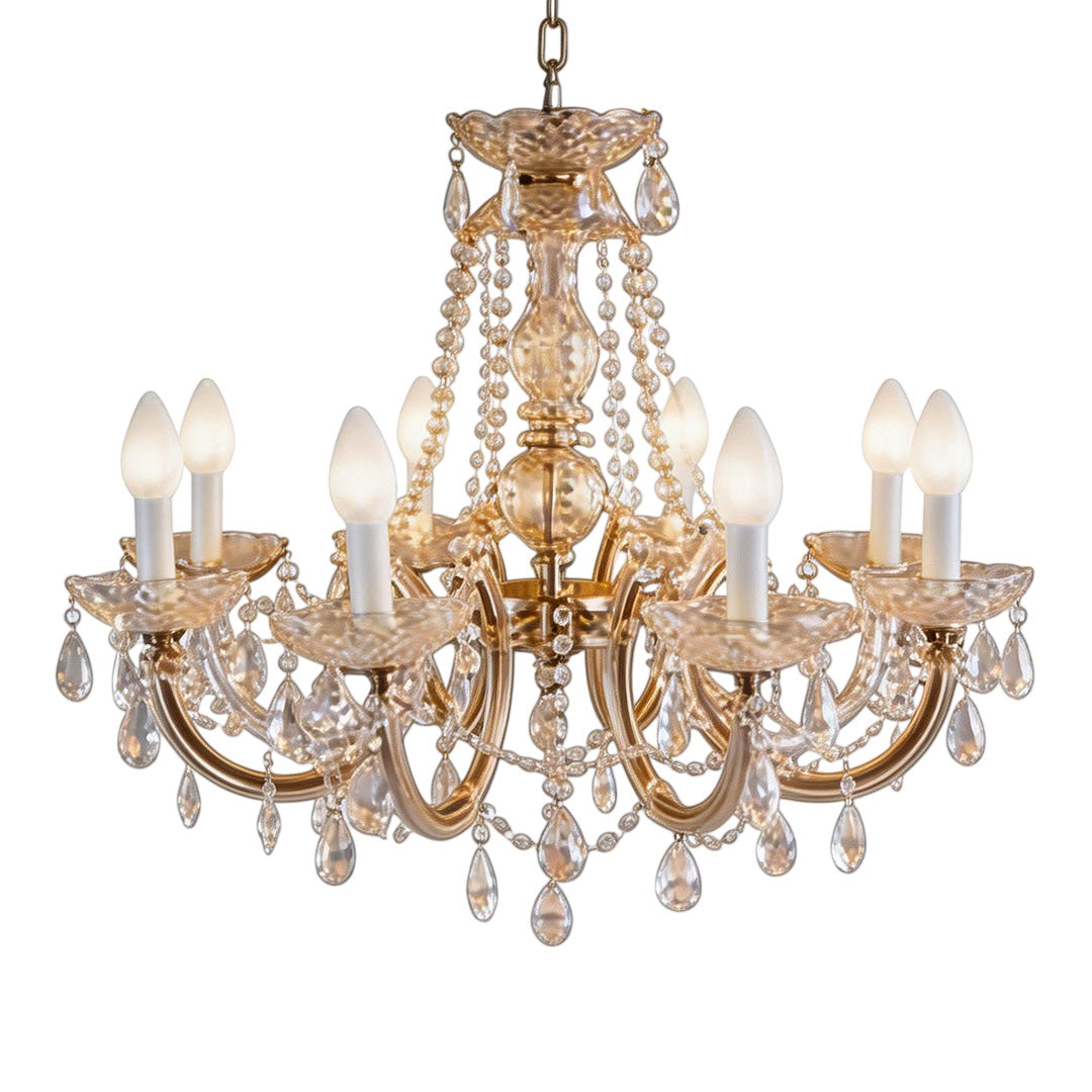 Candle Arm Outdoor Chandelier, Acrylic Crystal Hanging Light
