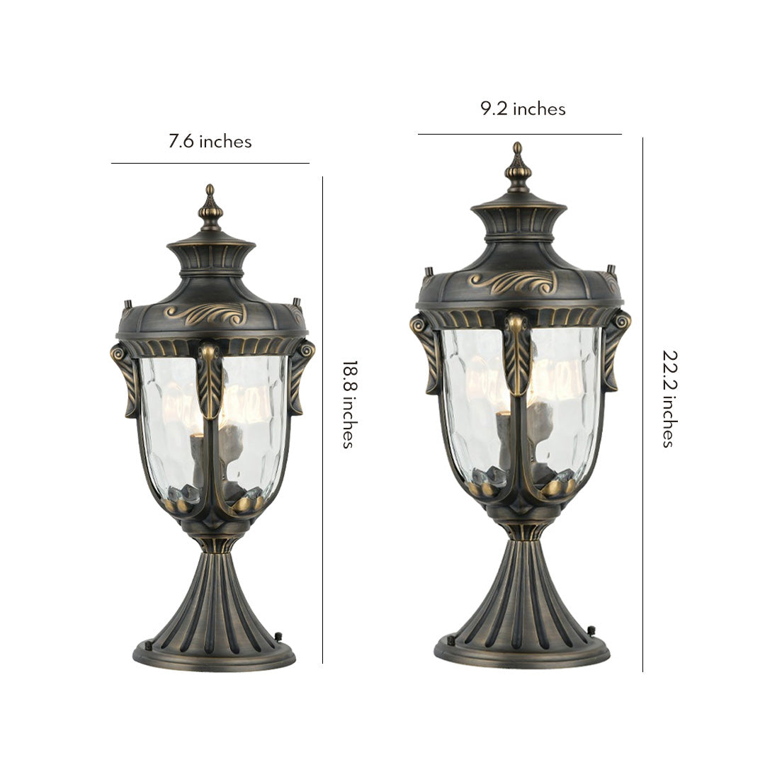 Classic Copper Column Light, Antique Copper Glass Pillar Light