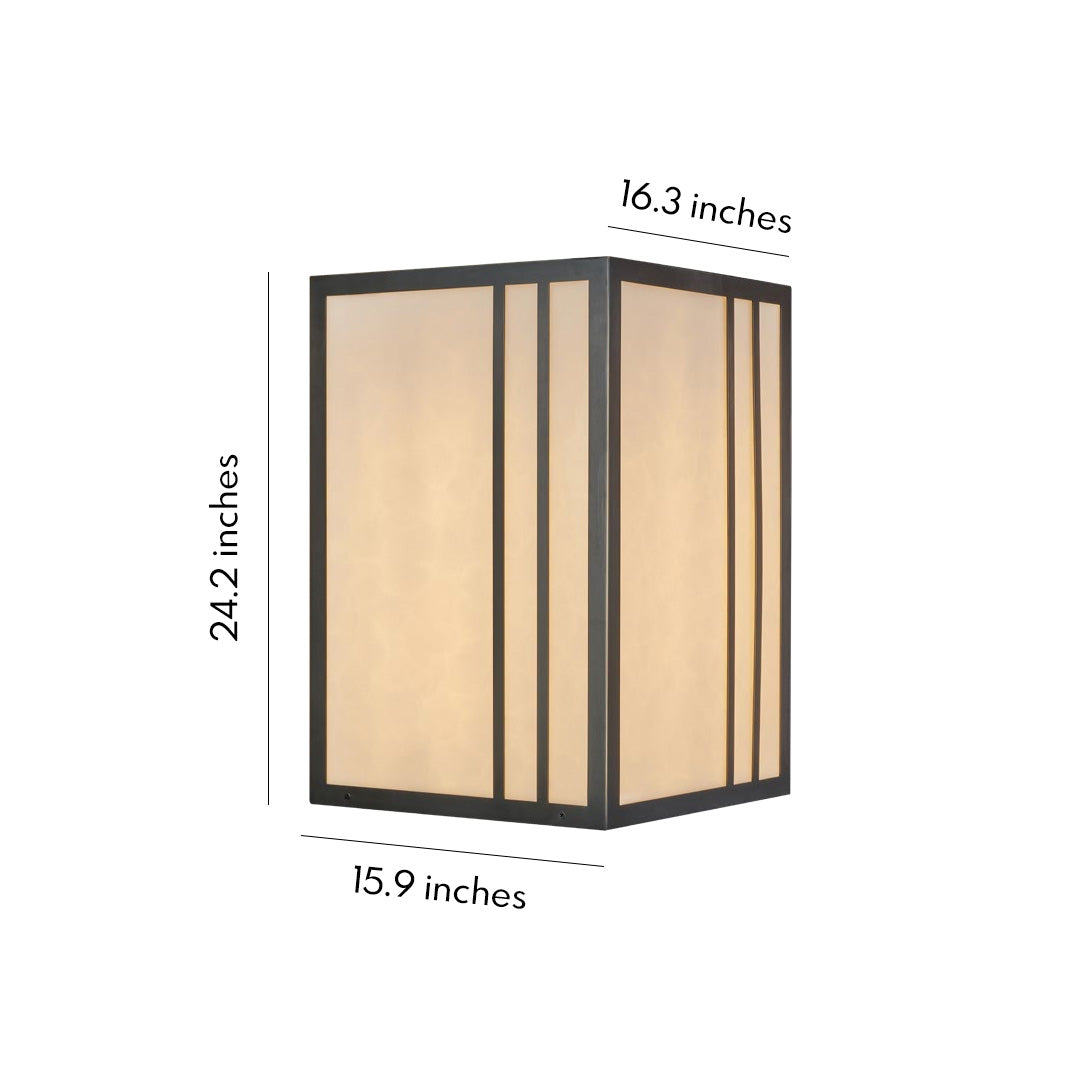 Marble Shade Pillar Light, Black Copper Outdoor Post Cap Light