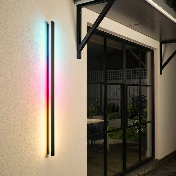 Linear Strip Wall Light, Black LED Outdoor Facade Fixture