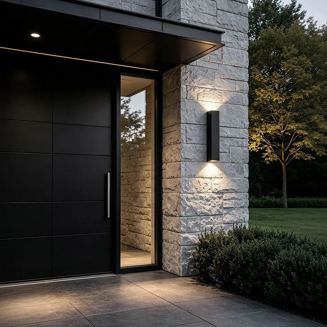 Slim Column Outdoor Wall Light, Black Aluminum Facade Light