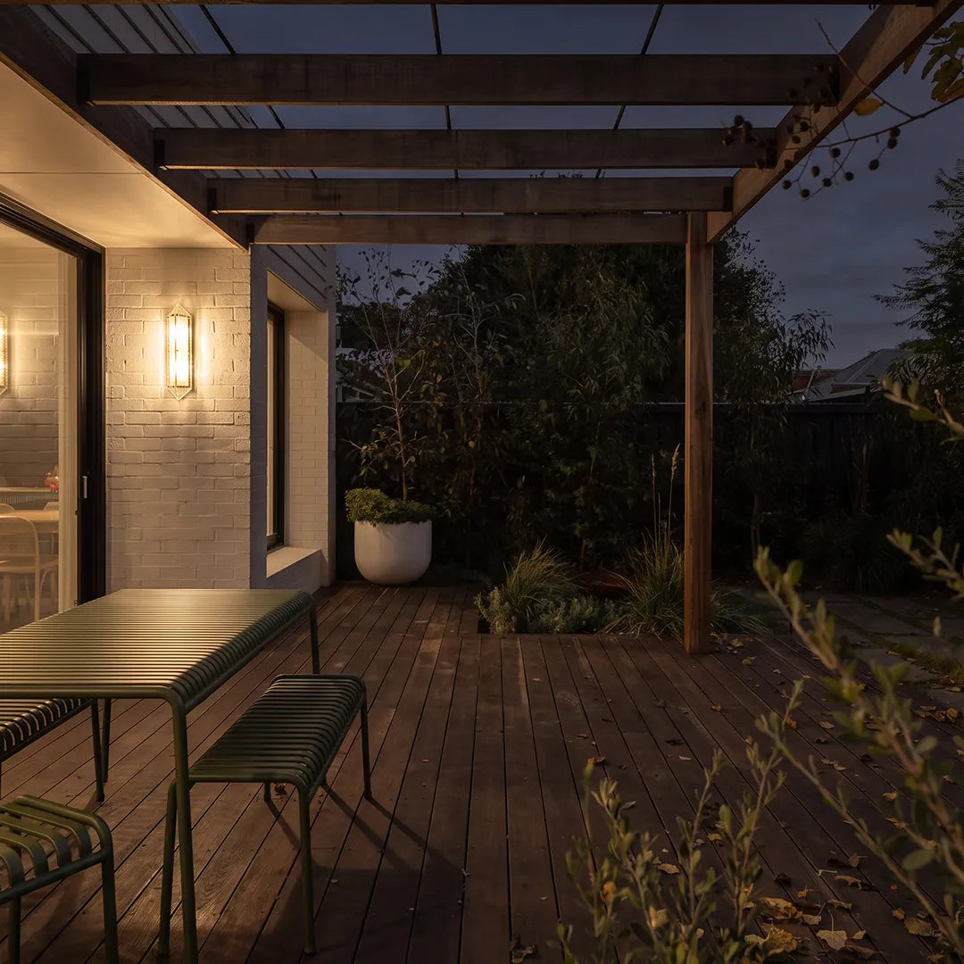 Gilded Facet Outdoor Sconce, Gold Steel Wall Lantern