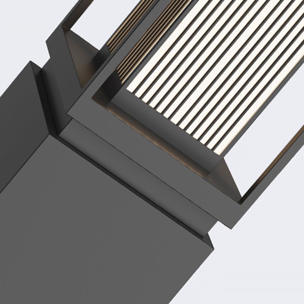 Tall Marble Panel Column Light, Black Stainless Steel Bollard