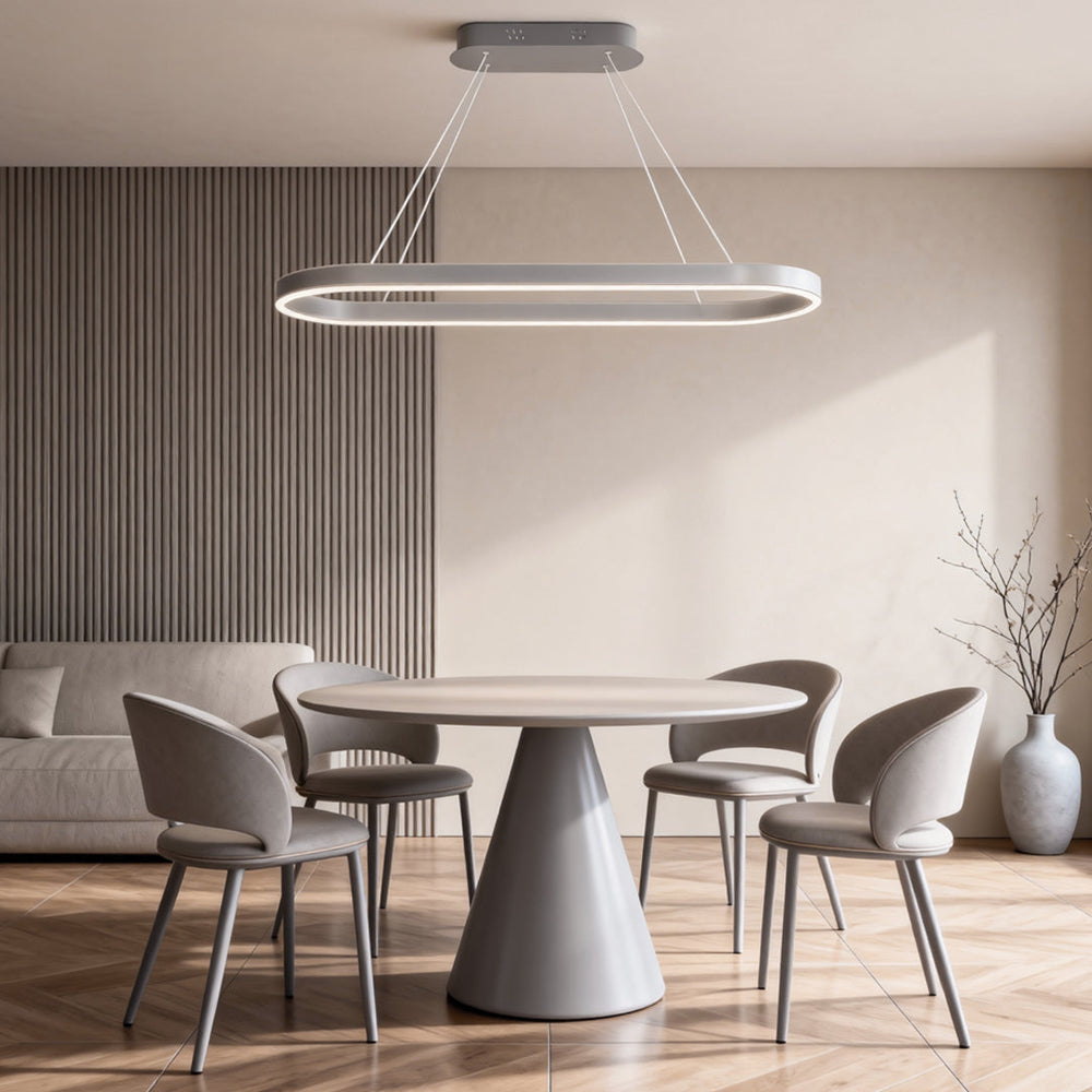 Oval Halo LED Linear Pendant, Aluminum Ring Island Ceiling Light