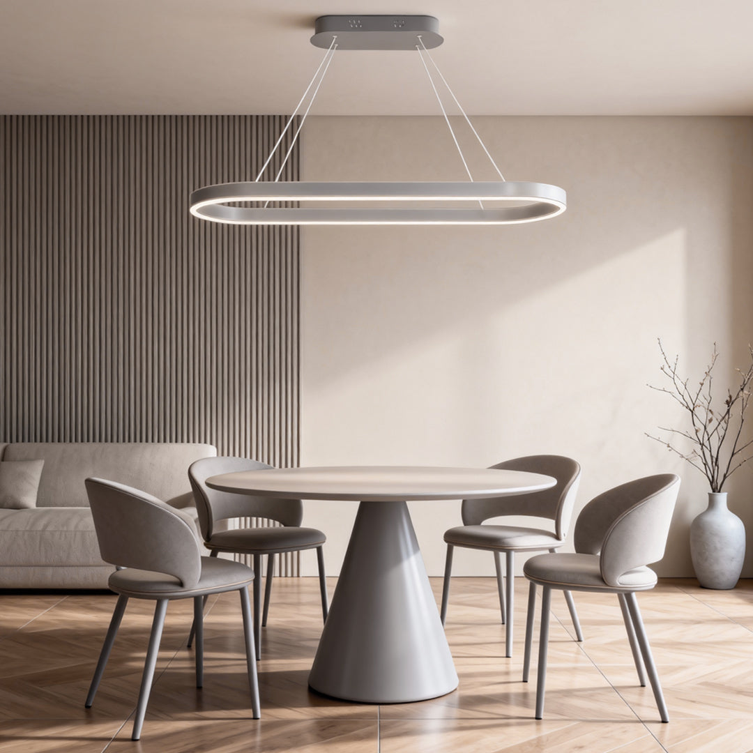 Oval Halo LED Linear Pendant, Aluminum Ring Island Ceiling Light