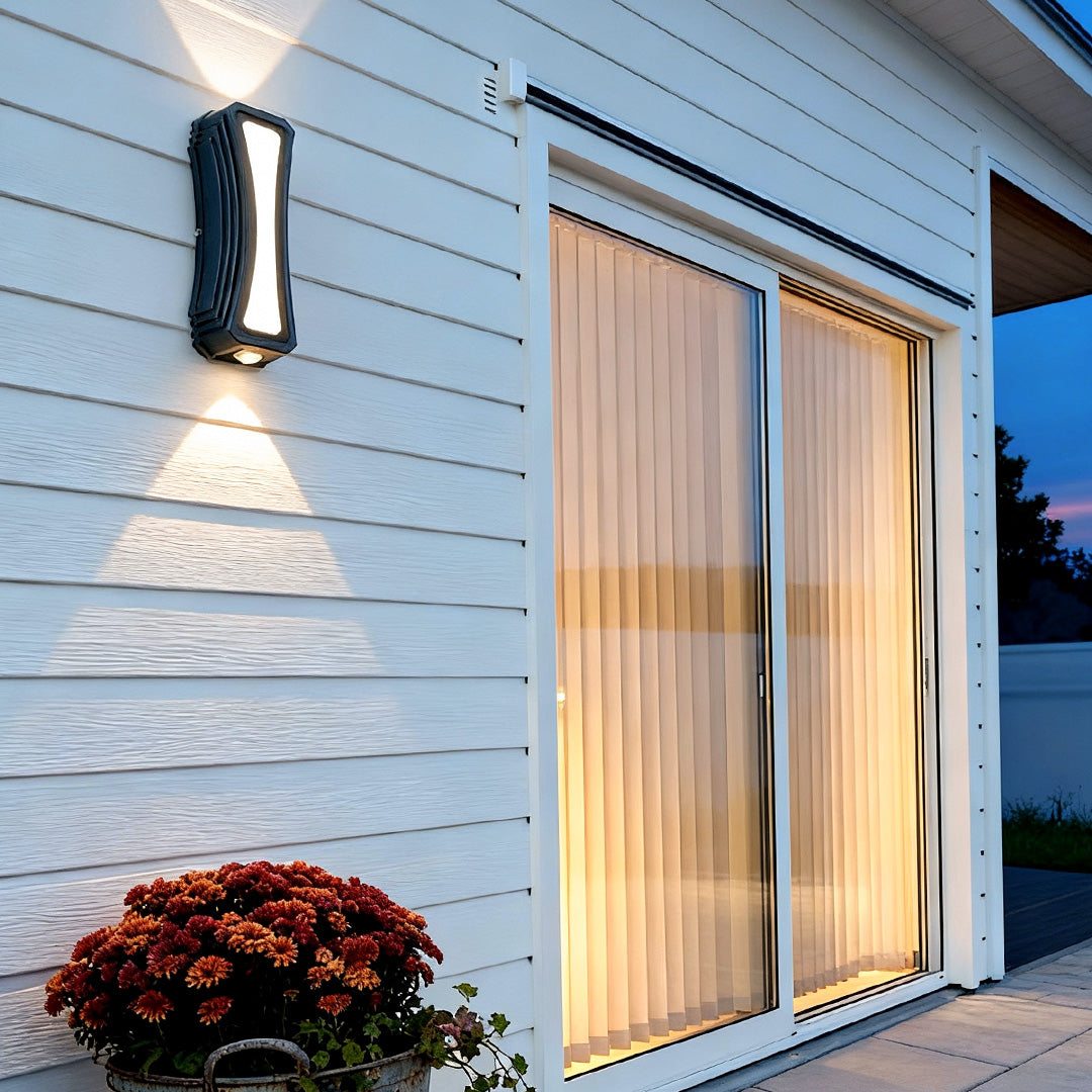 Oval Shell Outdoor Wall Light, Black Aluminum Doorway Lamp