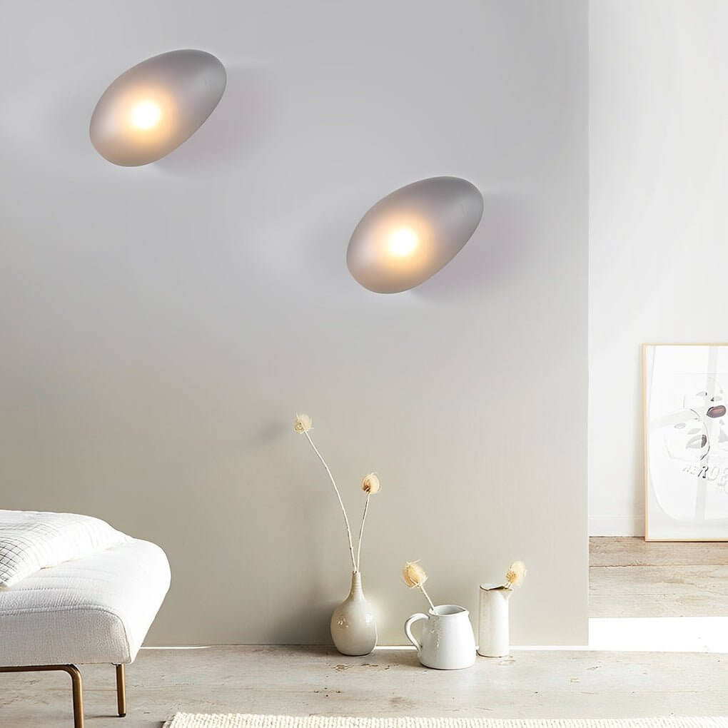 River Pebble Wall Light, Frosted Art Glass Wall Sconce