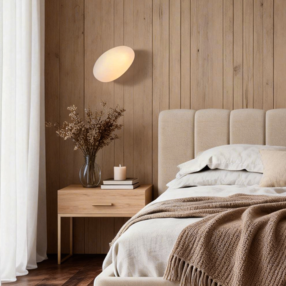 River Pebble Wall Light, Frosted Art Glass Wall Sconce