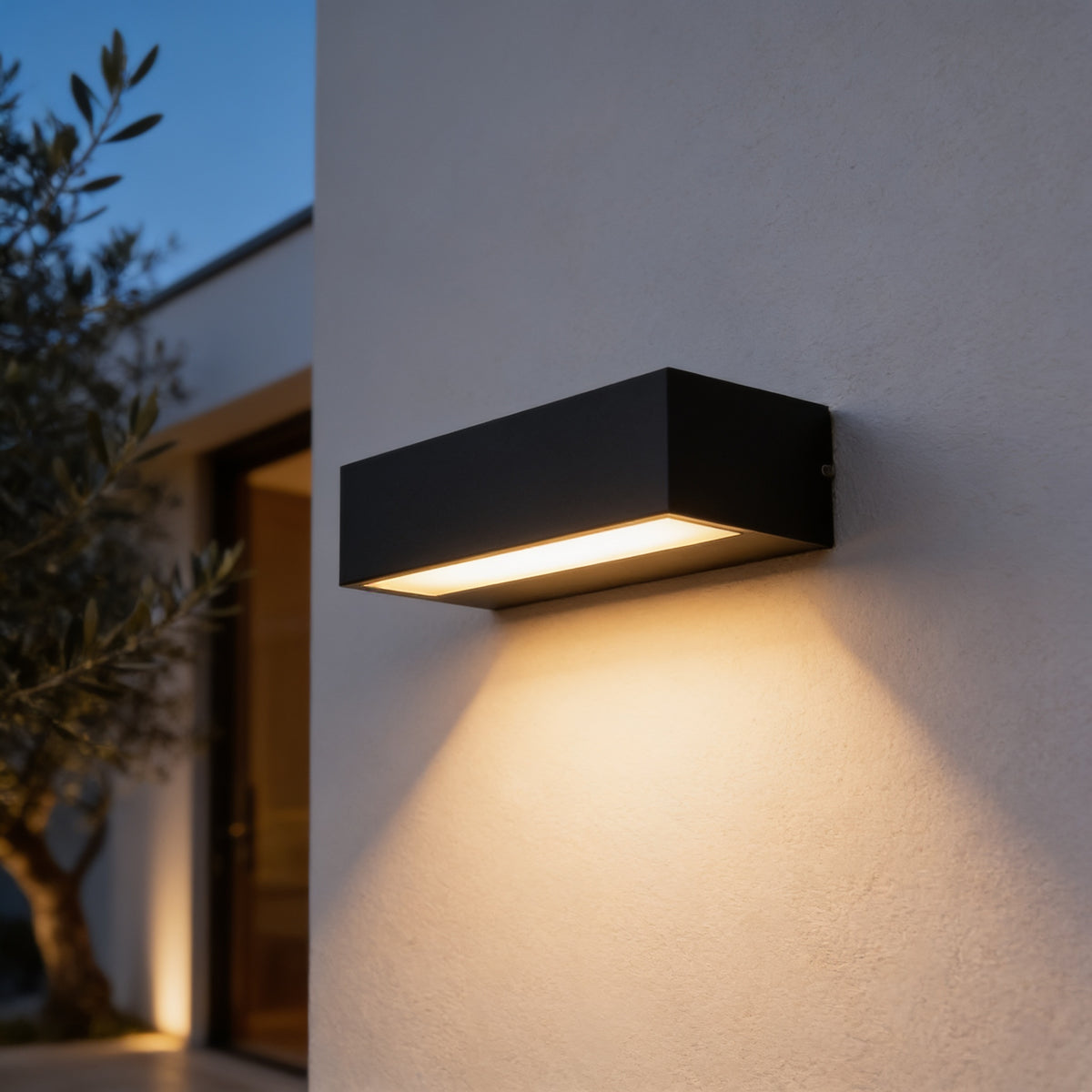 Porch Door Number Light on a white exterior wall