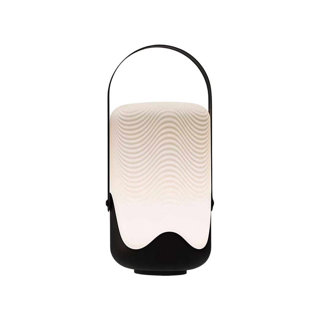Arched Handle Solar Lantern, Black Iron and White Floor Light