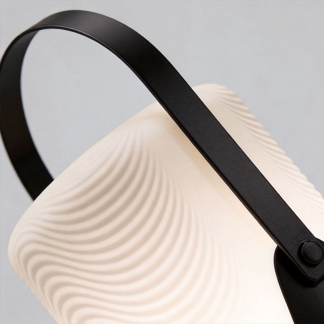 Arched Handle Solar Lantern, Black Iron and White Floor Light