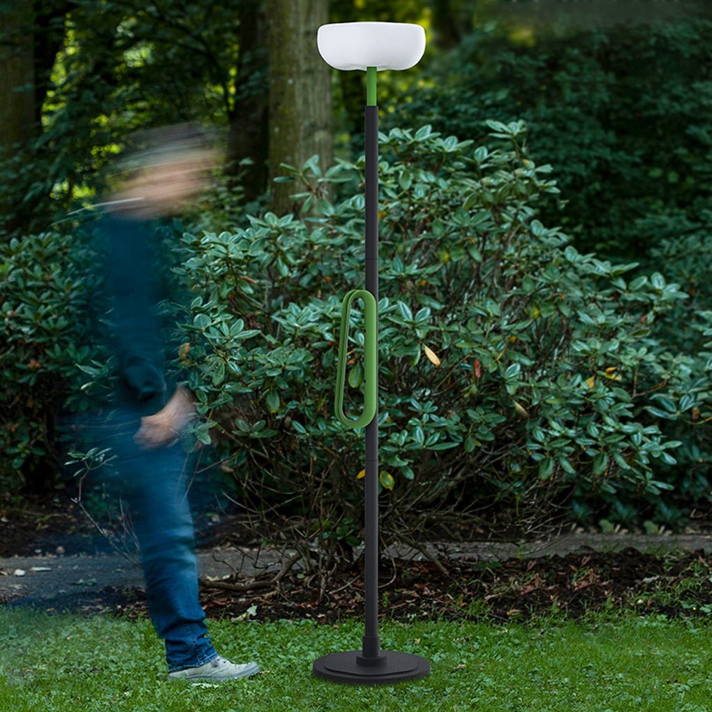Portable Solar Torchiere, Black Aluminum Outdoor Floor Lamp