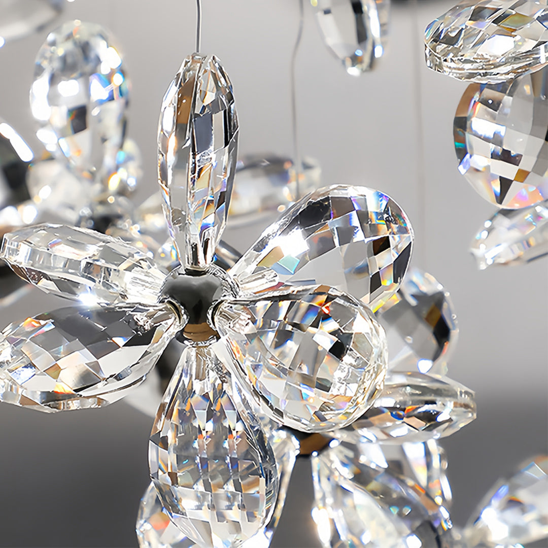 Crystal Blossom Cloud Chandelier, Chrome Rectangular Island Light 10
