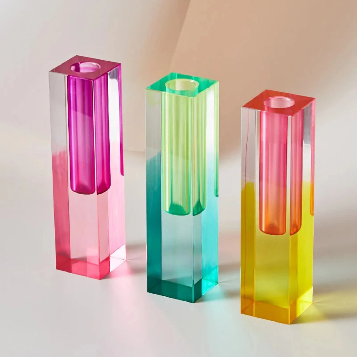 Iridescent Acrylic Bud Vase, Crystal Look Column Vase