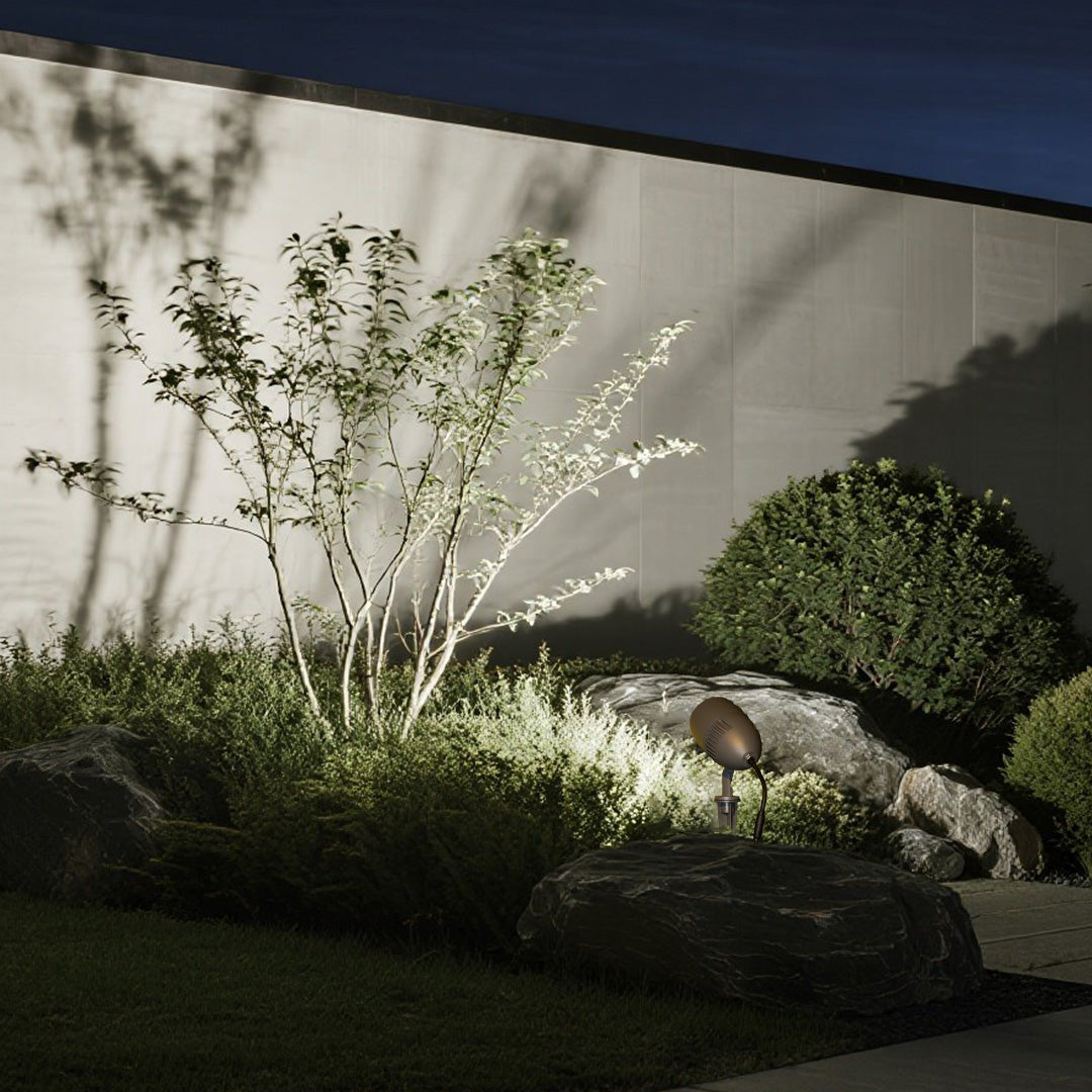 Minimalist Flood Spotlight, Gray Aluminum Garden Accent Light