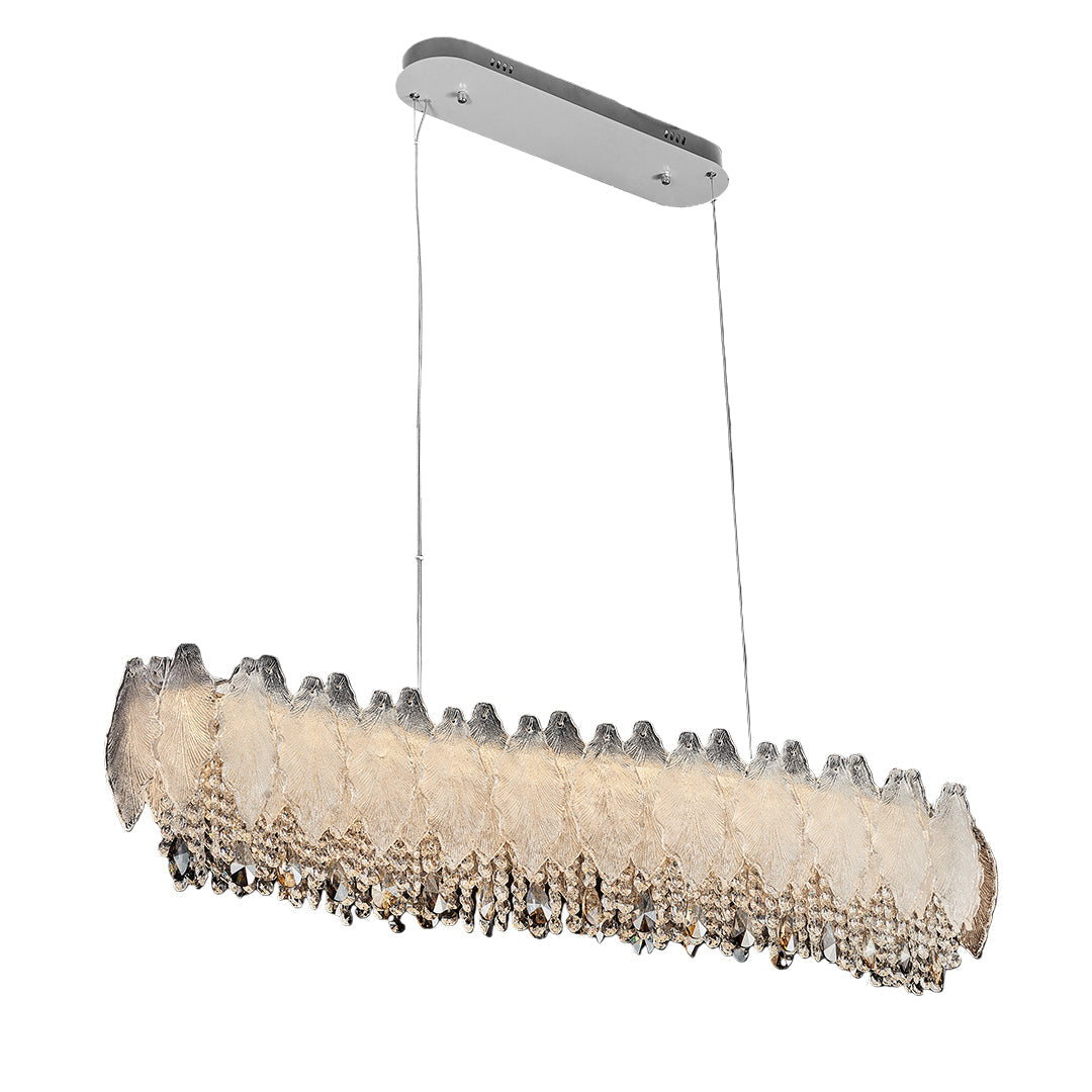 Country French Leaf Crystal Chandelier, Champagne Gold Light 13