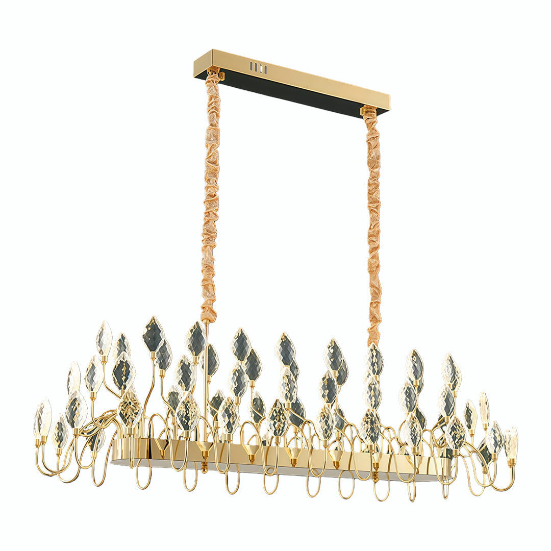 Crystal Plume Chandelier, Gold Iron French Ceiling Light 11