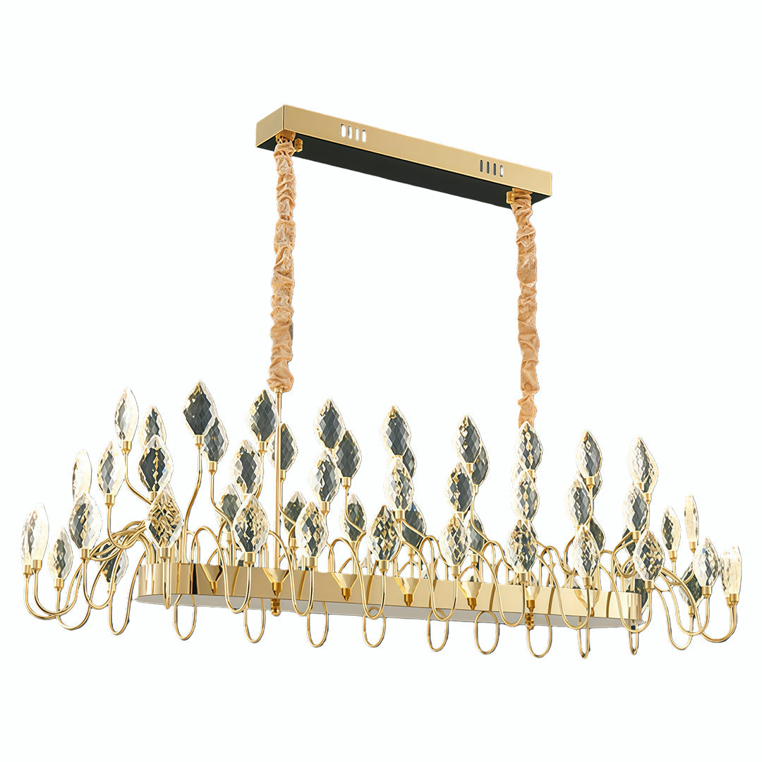 Crystal Plume Chandelier, Gold Iron French Ceiling Light 9