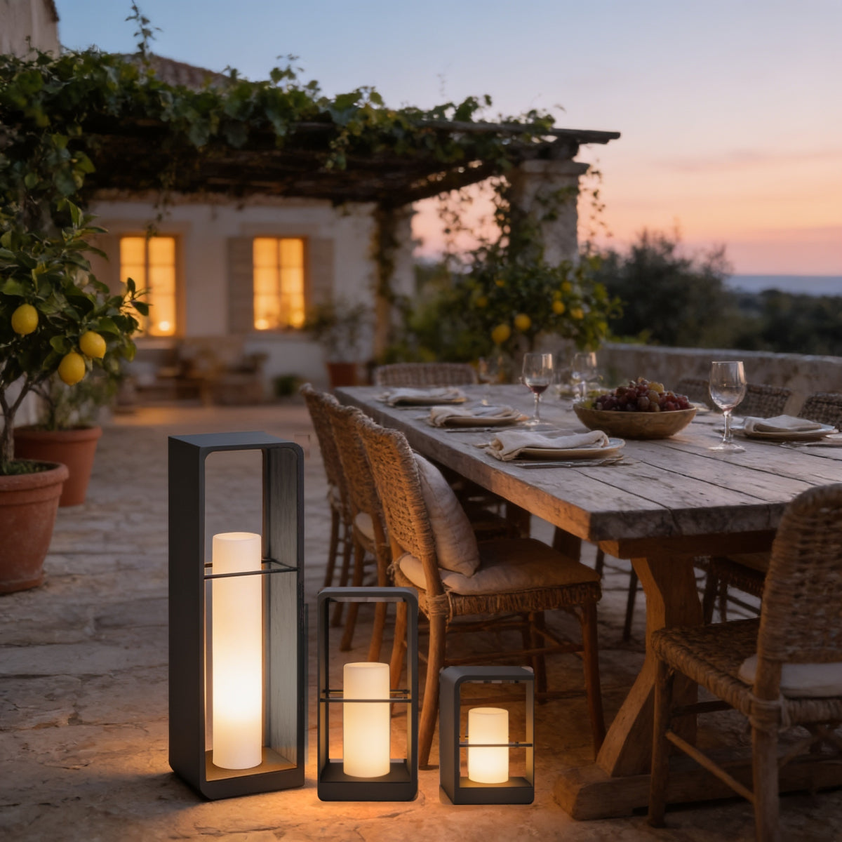 Rectangular Frame Lantern, 29 in, Solar