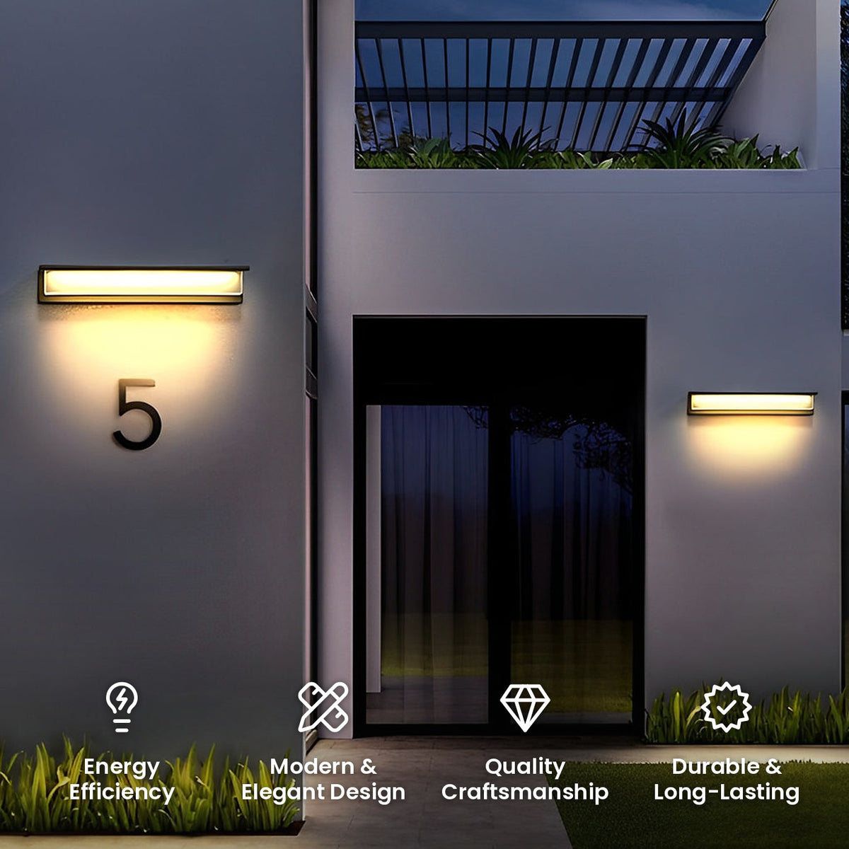 Rectangular Solar Porch Light: energy efficiency, modern and elegant design, quality craftsmanship, durable and long-lasting