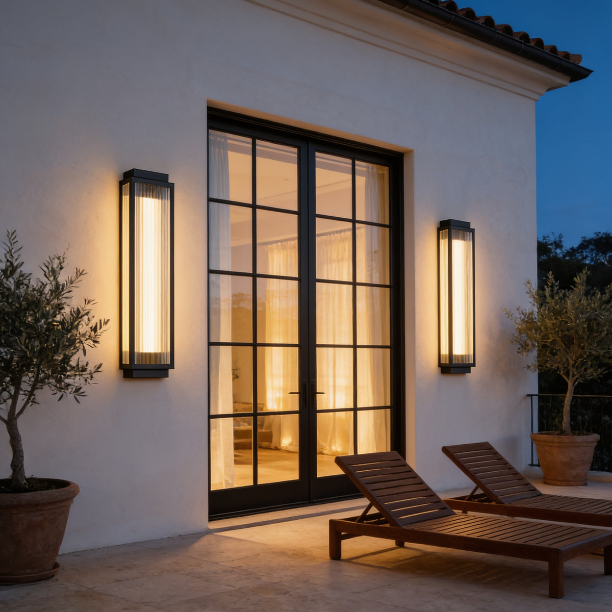 Reeded Glass Wall Sconce, 5.1 in x 3.1 in x 17.7 in, White