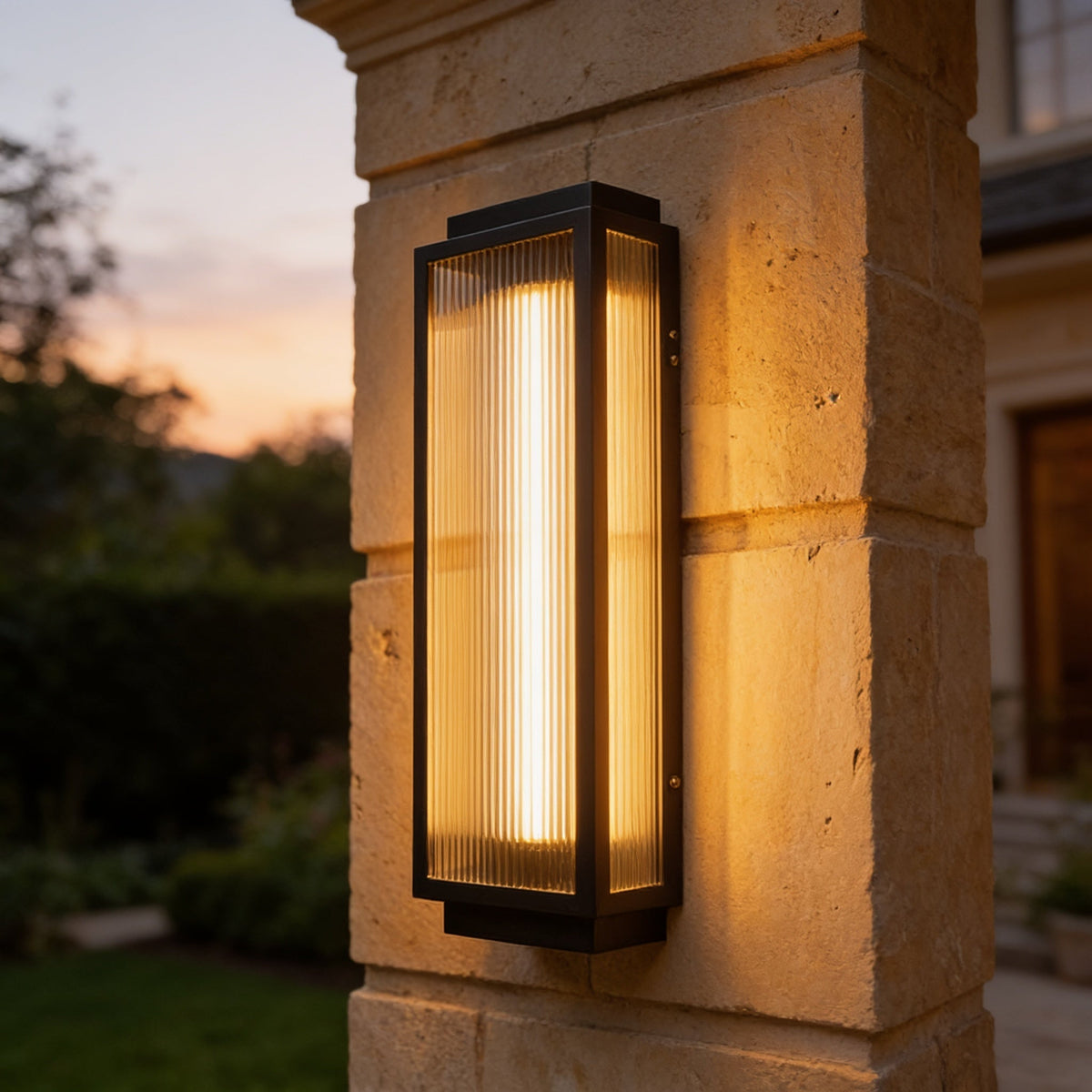 Cadence Front Entry Set – Reeded Glass Outdoor Wall Sconce