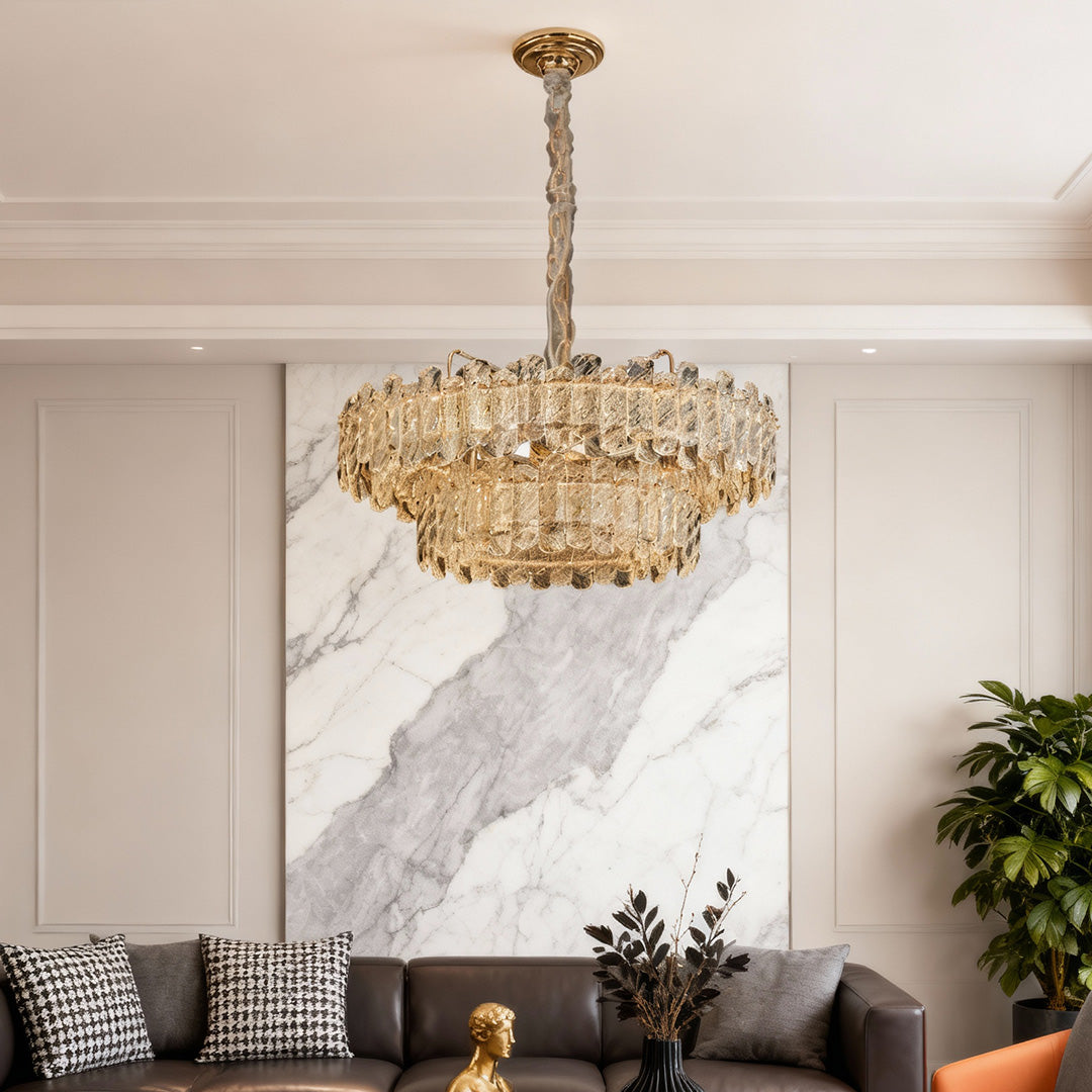 Nordic Crystal Chandelier, Carbon Steel Gold Ceiling Light, view 8
