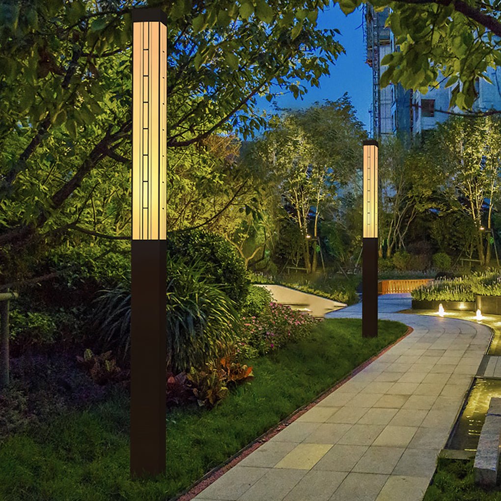 Patterned Marble Lamp Post, Vintage Stainless Steel Post Light