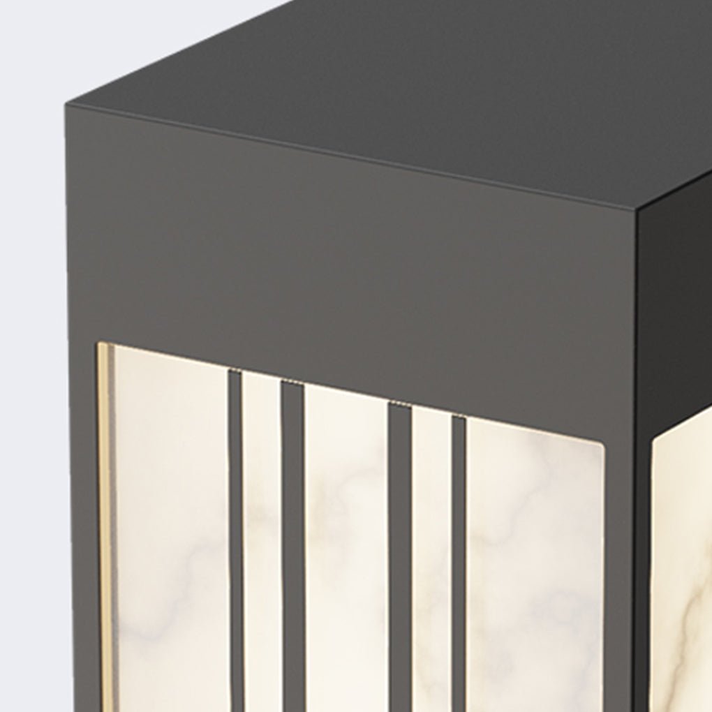 Patterned Marble Lamp Post, Vintage Stainless Steel Post Light