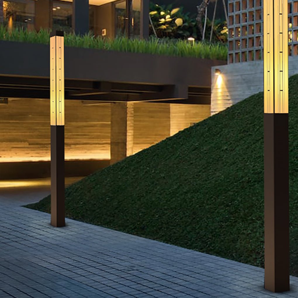 Patterned Marble Lamp Post, Vintage Stainless Steel Post Light