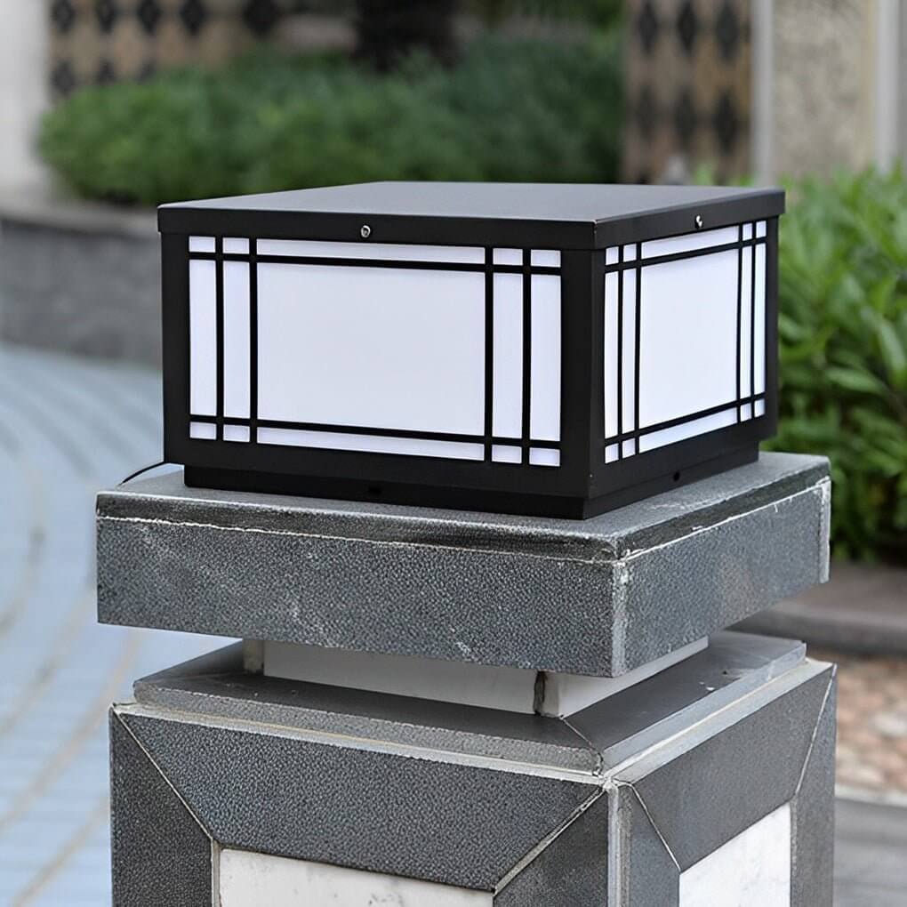 Craftsman Grille Pillar Light, Black Stainless Steel Post Cap Light 10