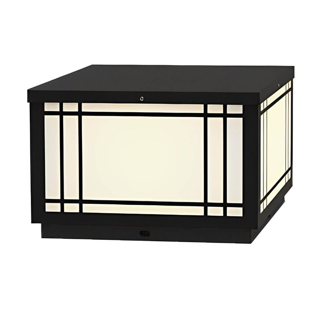 Craftsman Grille Pillar Light, Black Stainless Steel Post Cap Light 12