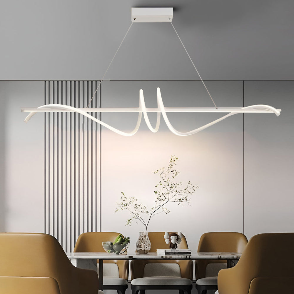 Ribbon Peak LED Linear Pendant, Nordic Metal Kitchen Island Light