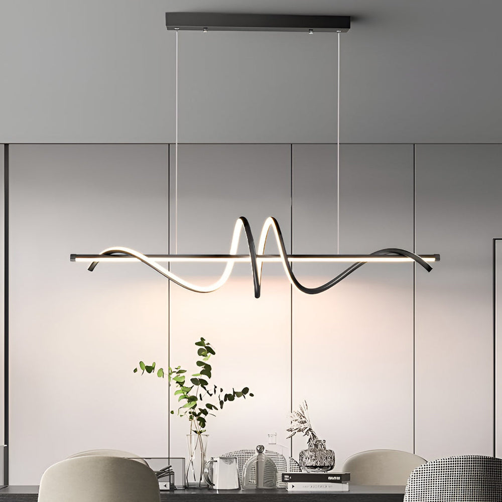 Ribbon Peak LED Linear Pendant, Nordic Metal Kitchen Island Light