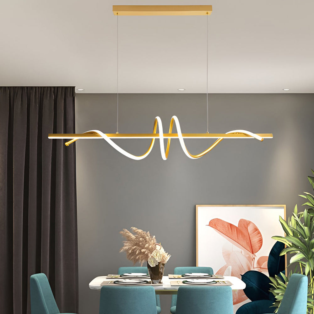 Ribbon Peak LED Linear Pendant, Nordic Metal Kitchen Island Light