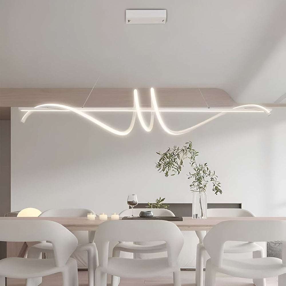 Ribbon Peak LED Linear Pendant, Nordic Metal Kitchen Island Light