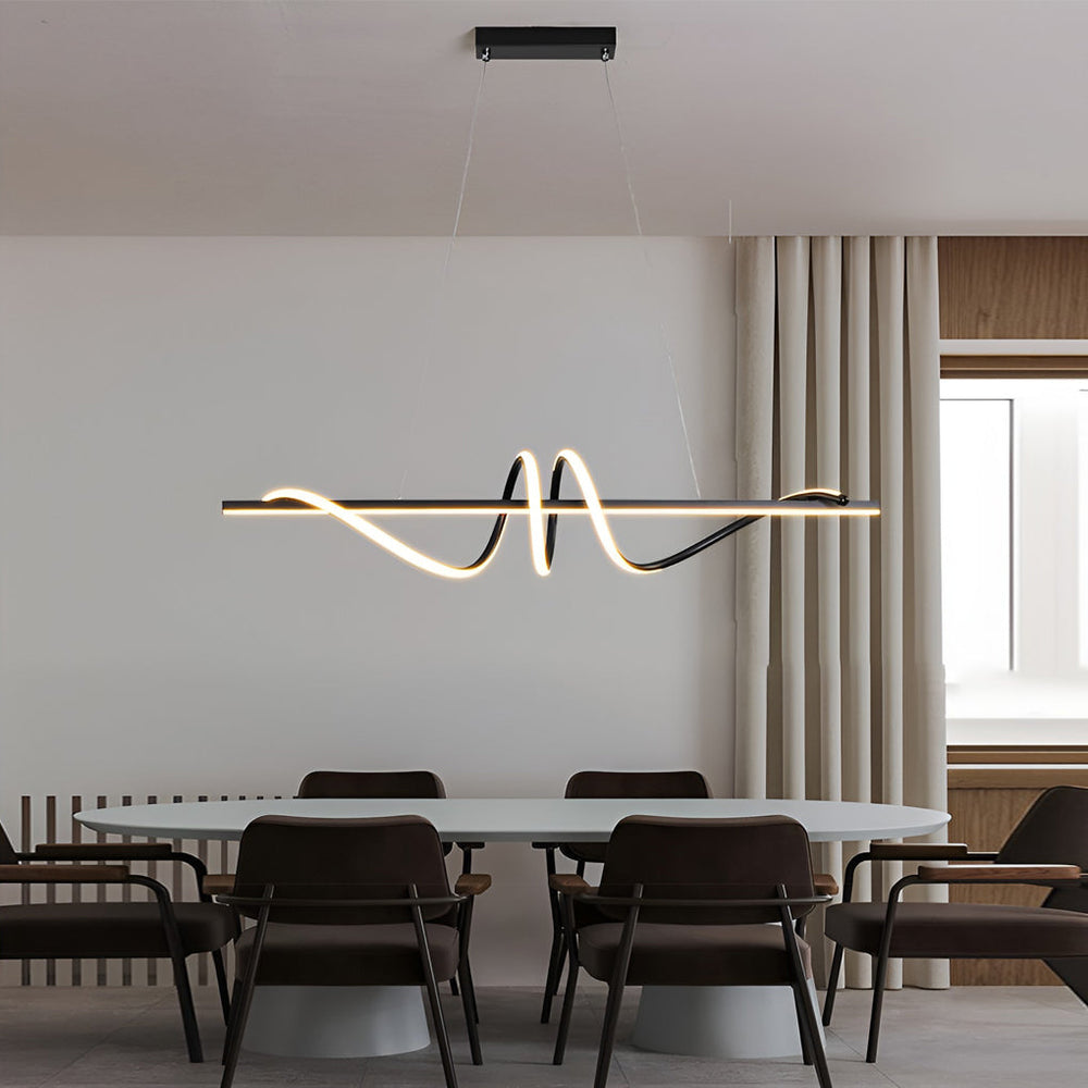 Ribbon Peak LED Linear Pendant, Nordic Metal Kitchen Island Light