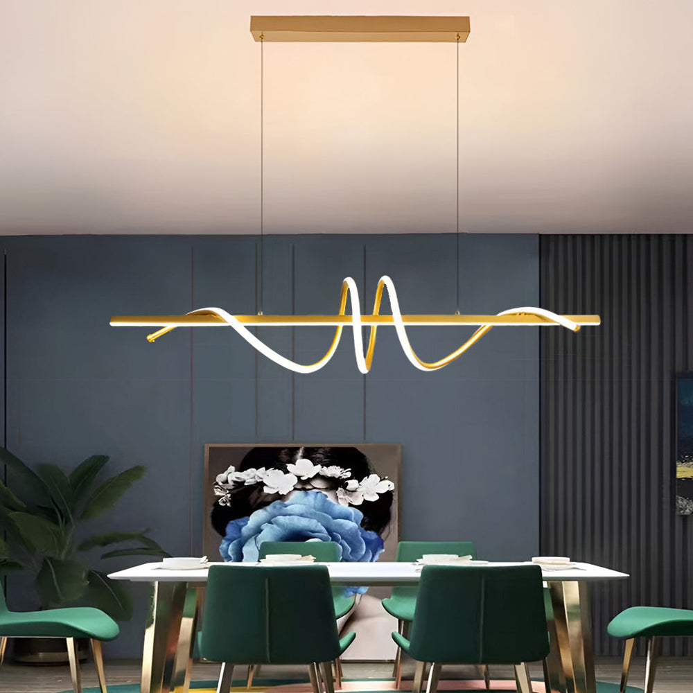 Ribbon Peak LED Linear Pendant, Nordic Metal Kitchen Island Light