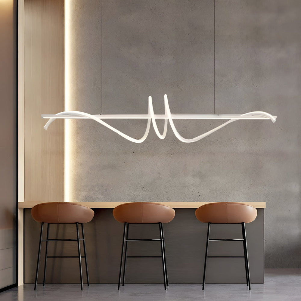 Ribbon Peak LED Linear Pendant, Nordic Metal Kitchen Island Light